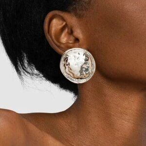 New! Zara Silver Hammered Statement Earrings NWOT